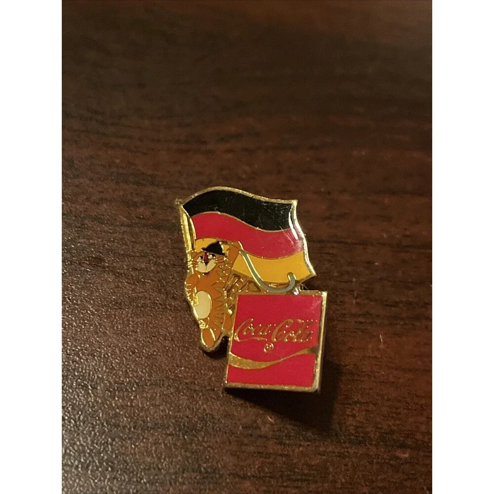 Vintage 1988 Seoul Olympics Coca Cola‎ Hodori Tiger Germany Flag Lapel Pin